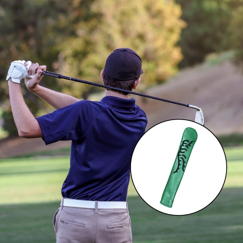 Line Pattern PU Leather Alignment Stick Headcover Golf Alignment Stick Cover Case Holder Golf Club Protector Enduring