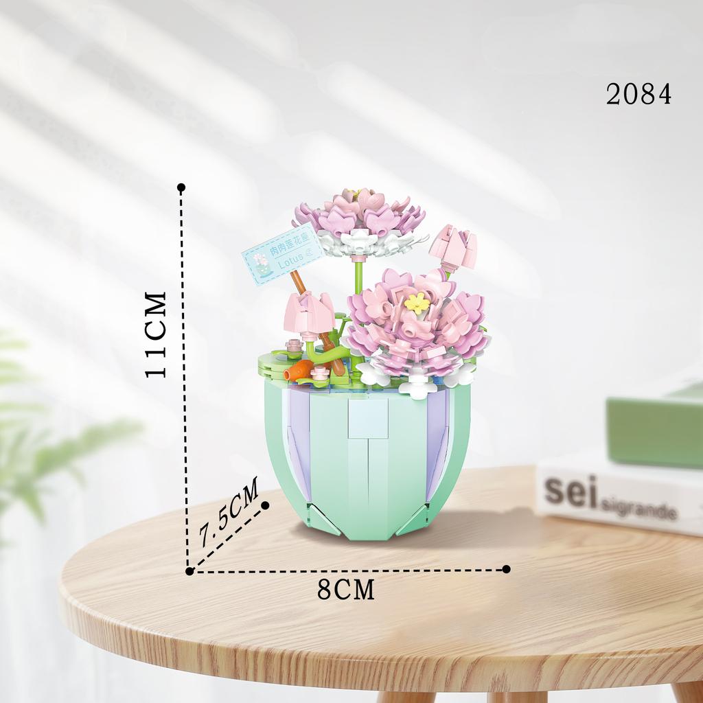 Non-Toxic Rose Flower Building Block Brick Eternal Bouquet Prickly Pear Model Plant Decoration Educational Toy For Kids Birthday Gift