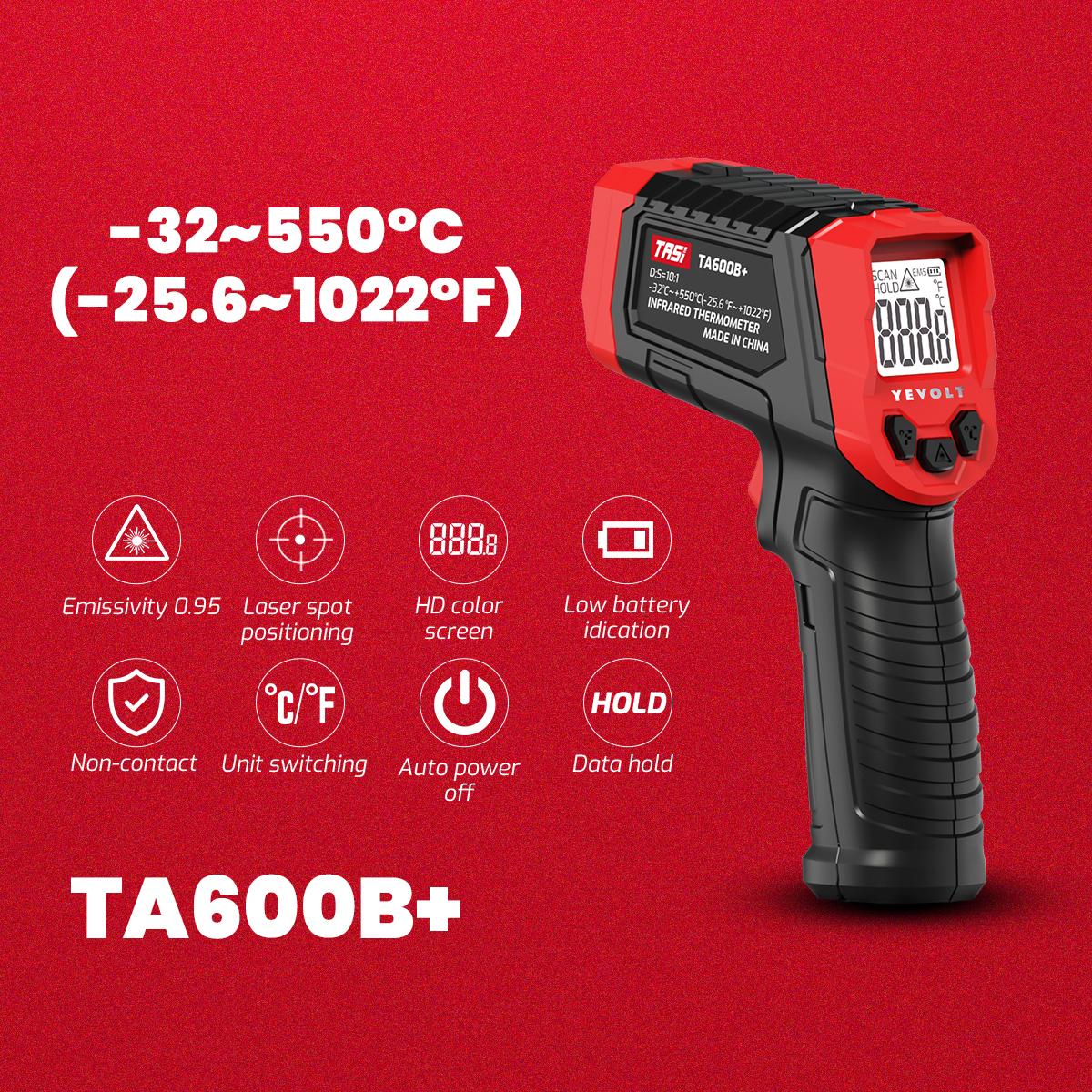 

Цифровой инфракрасный термометр серии TA600+ Ручной бесконтактный ИК лазерный пистолет для измерения температуры нагрева Точка HD экран для приготовления пищи