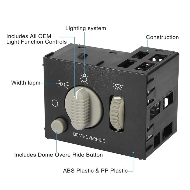 Scheinwerferschalter Instrumentenbrett Dimmerschalter für 1500 2500 3500 Autozubehör 15738843 15755595 SW215