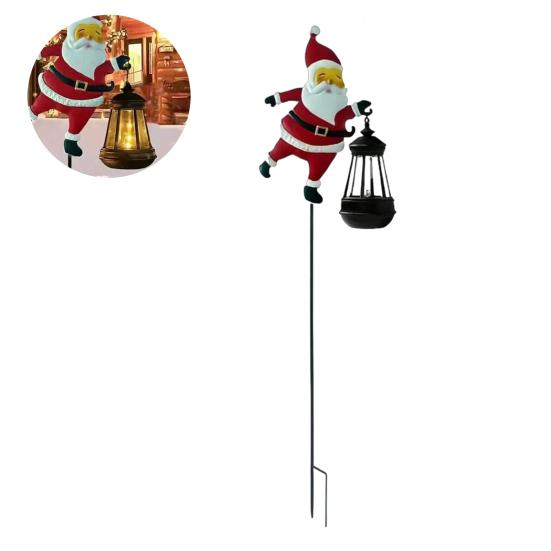 Lawn Decorative Light Solar Santa Claus Watering Can LED Light Solar Powered Outdoor Waterproof Christmas Pathway Decoration