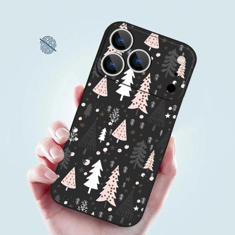 Cute Christmas tree Pattern TPU Soft Silicone Case For iPhone 17 Pro Max 16E 16 15 14 13 Pro Max 12 Pro 11 Shockproof With Lanyard Phone Cover Fundas