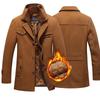 Mens Woolen Coat Warm Coat Down Jacket Wool Coat Cotton-padded Coat Autumn and Winter Warm Tops Business Casual Mens Windbreaker