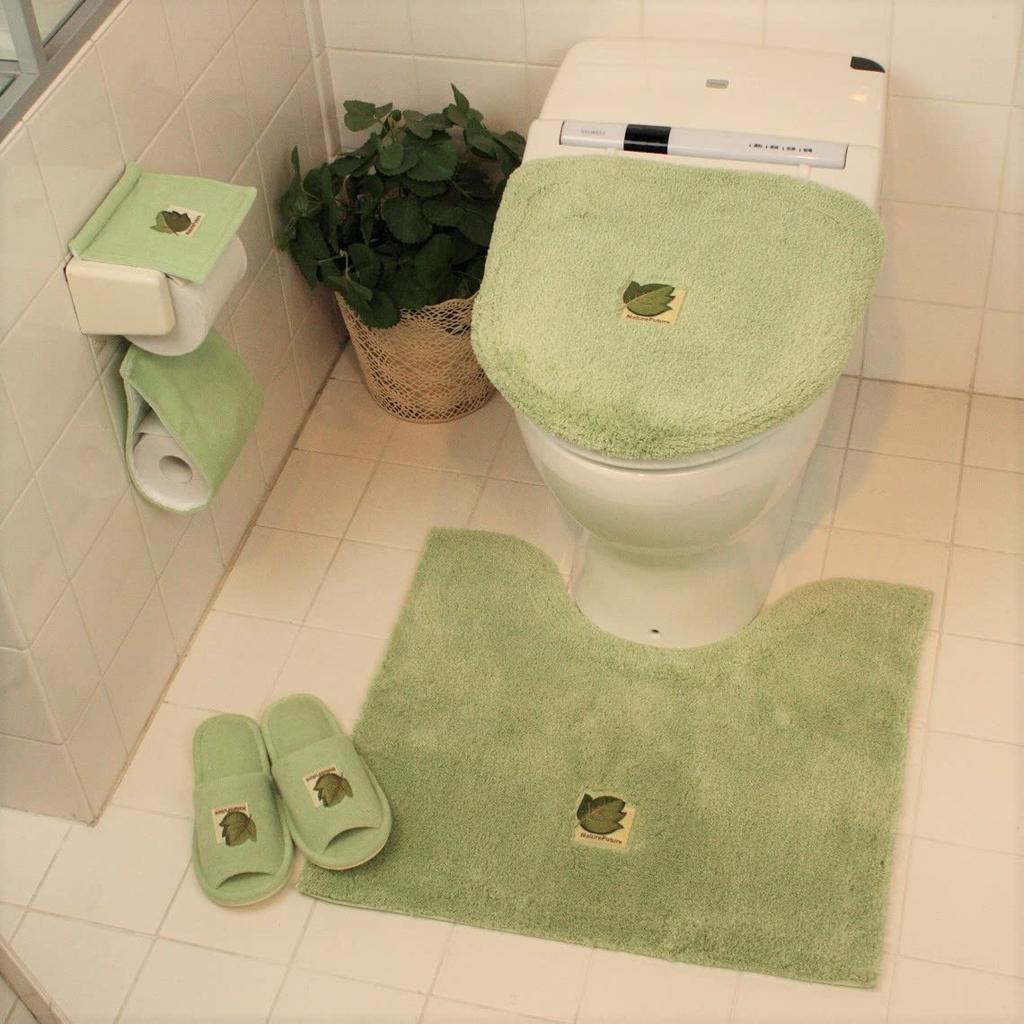 Senko Tiny Leaf Toilet Lid Cover for Heated and Washable Toilets, Green