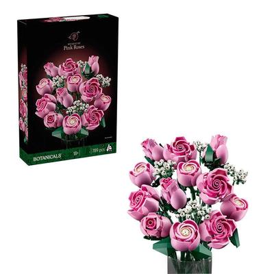 Pink Rose Bouquet - Adult Building Block Toy, Suitable for Ages 18 and Up - Perfect for Home, Office, Bookshelf, or Room Decor.