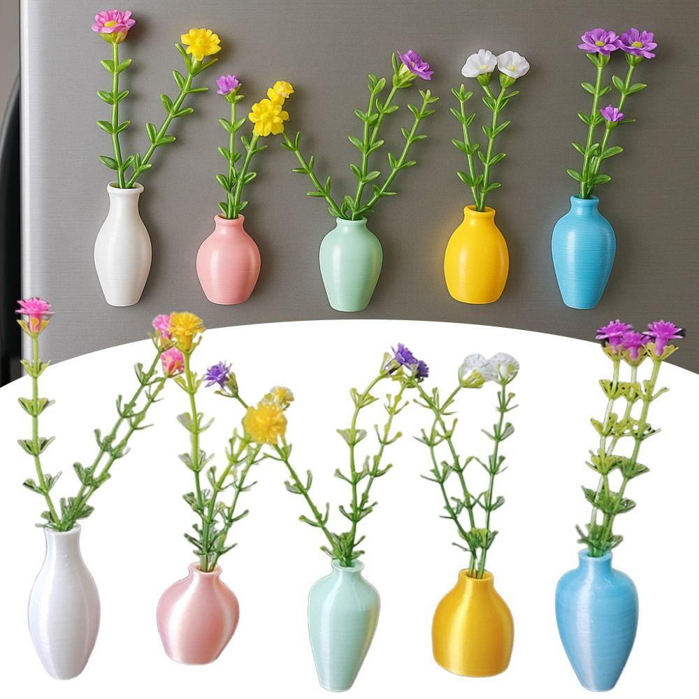 5 stk DIY Mini Vase Magneter for Kjøleskap Moderne Kjøleskapsmagneter Vase Kjøleskapsdekorasjon