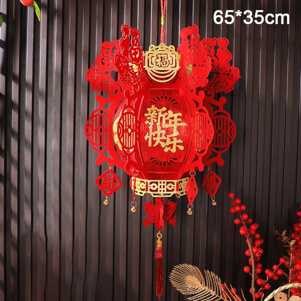 New Non-woven Chinese Lanterns Red 3D Festival Hanging Lanterns Handmade DIY New Year Lantern New Year