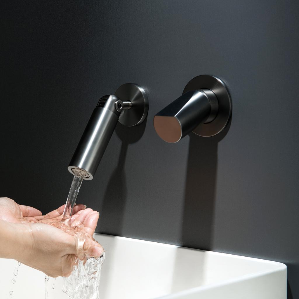 New Basin Faucet Hot Cold Sink Mixers Basin Faucet Rotation Spout Sink Mixer Brass In-wall Gray Single Lever Basin Faucet
