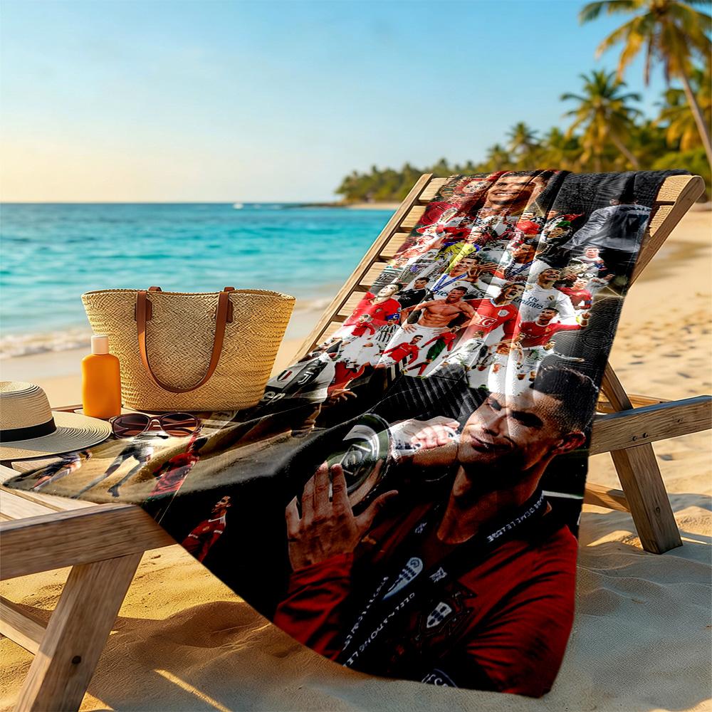 Cristiano Ronaldo Beach Towel Soft Durable Quick-Dry Comfortable Lightweight Suitable for Sports, Travel, Swimming, Yoga, Bathroom, Beach, And Pool