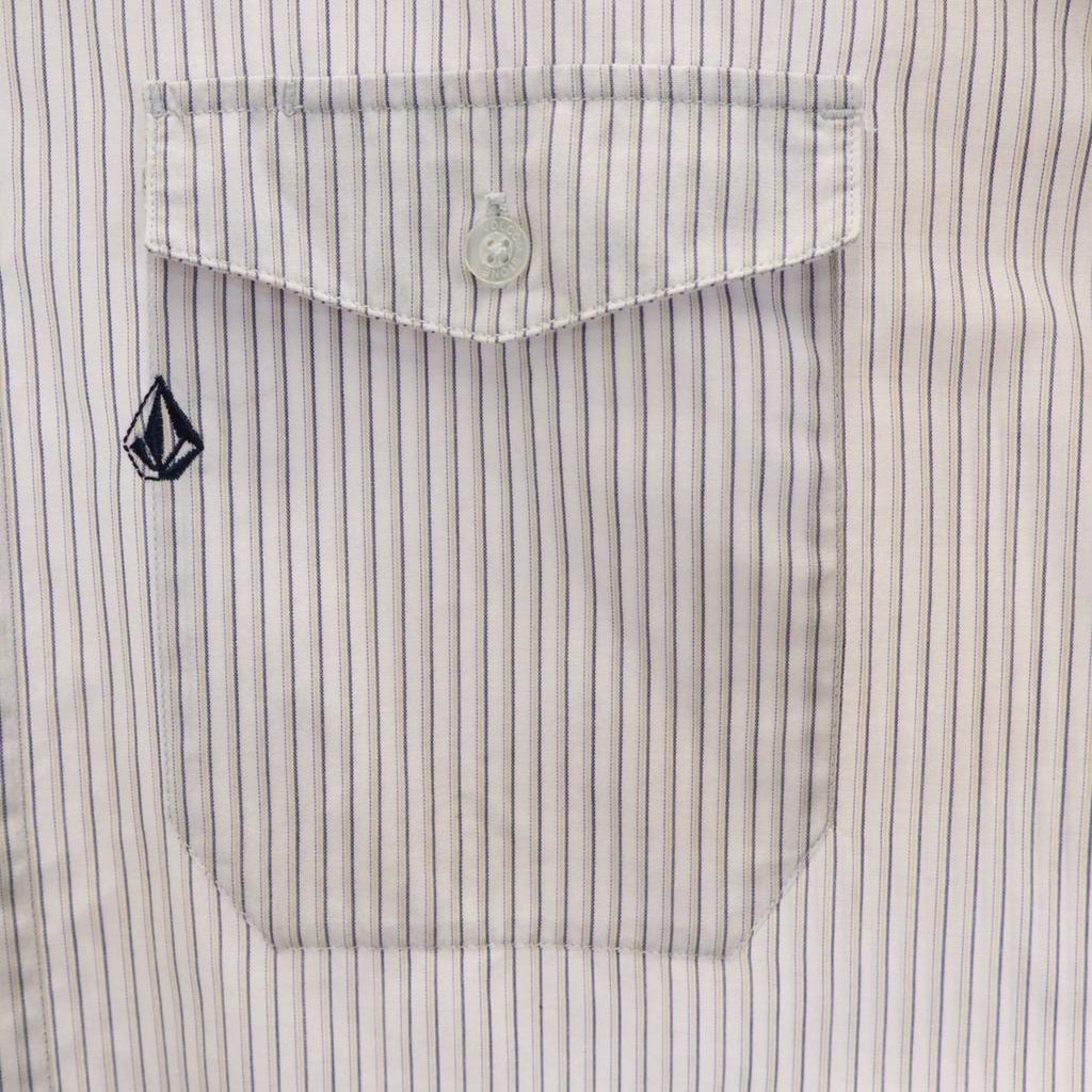VOLCOM Striped Pattern Short sleeve shirt L Blue Men's Used