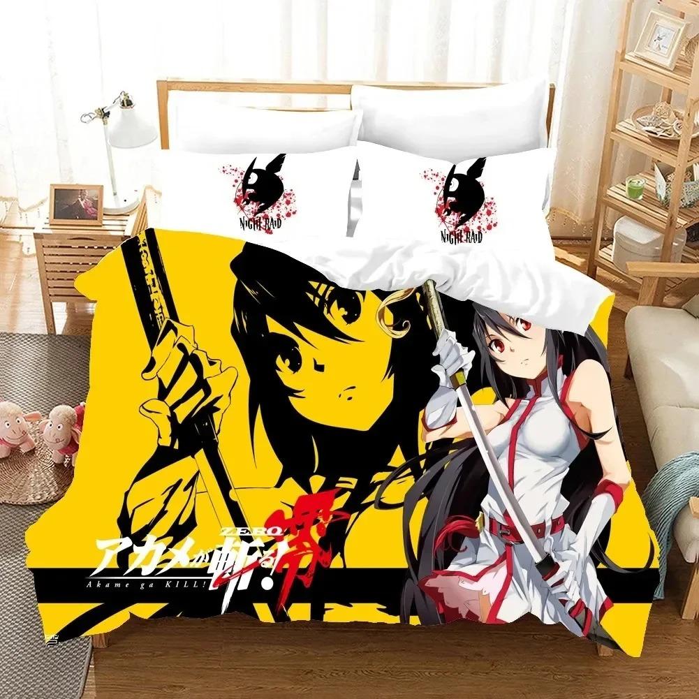 

3D Printed Akame ga KILL Bedding Set Anime Duvet Cover Double Twin Full Queen King Adult Kids Bedclothes Quilt Cover EU Single 135x200cm