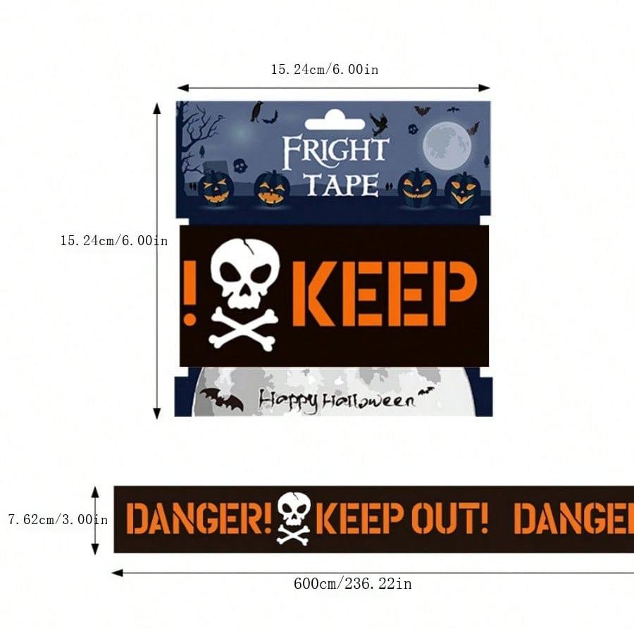 1pc Halloween Warning Strip Plastic Isolation Tape Party Haunted House Decoration Horror Atmosphere Danger Do Not Enter Warning