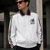 Cortavientos de Fútbol Blanco para Hombre con Doble Bordado Chaqueta de Calentamiento