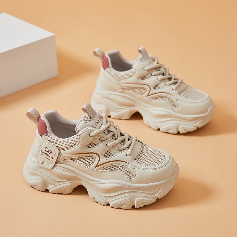 Yang Mi Style Women's Dad Shoes - 2025 Autumn: Thick-Soled, Height-Increasing, Breathable Mesh, Lightweight, Versatile Sneakers