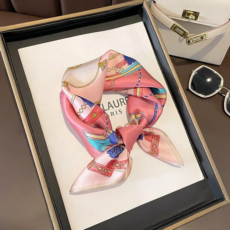 Wind Chain Silk Scarf Foreign Style Fashionable Square Printed Age-reducing Multifunctional Mulberry