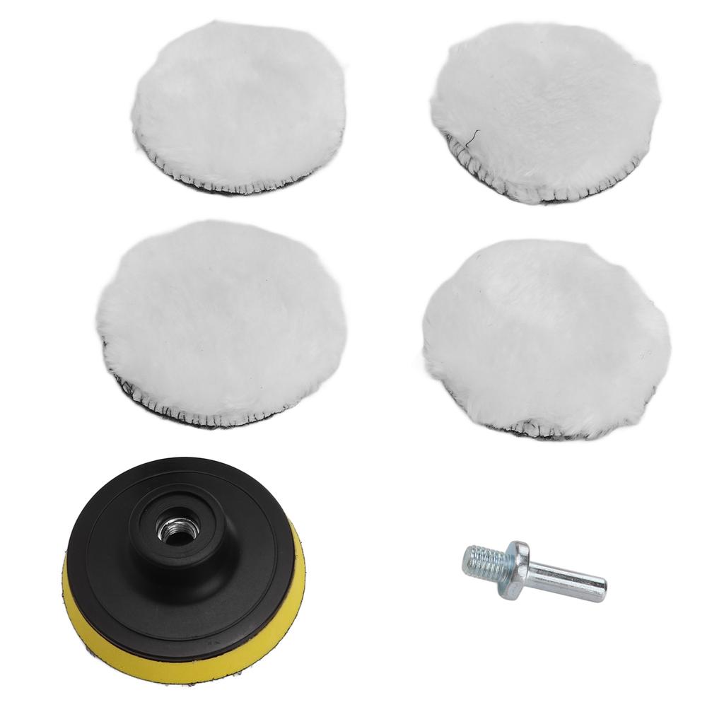 3in Imitation Wool Polishing Pad Kit with 5/8in‑11 Drill Adapter Buffing Pads for Car Buffer Polisher Wool Polishing Pad