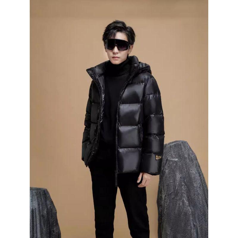 Unisex Black Gold Short Down Winter Jacket - Thickened Cotton-Padded Outerwear Trend