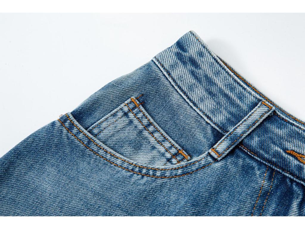 Summer 2025 Women's Blue High-Waisted Slimming A-Line Denim Shorts