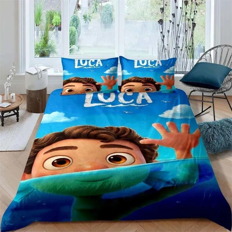 Funda Nórdica Funda de Almohada Dibujos Animados Luca Juego de Cama Adulto Niño Niña Decoración de Dormitorio Niños Tamaño Individual Doble