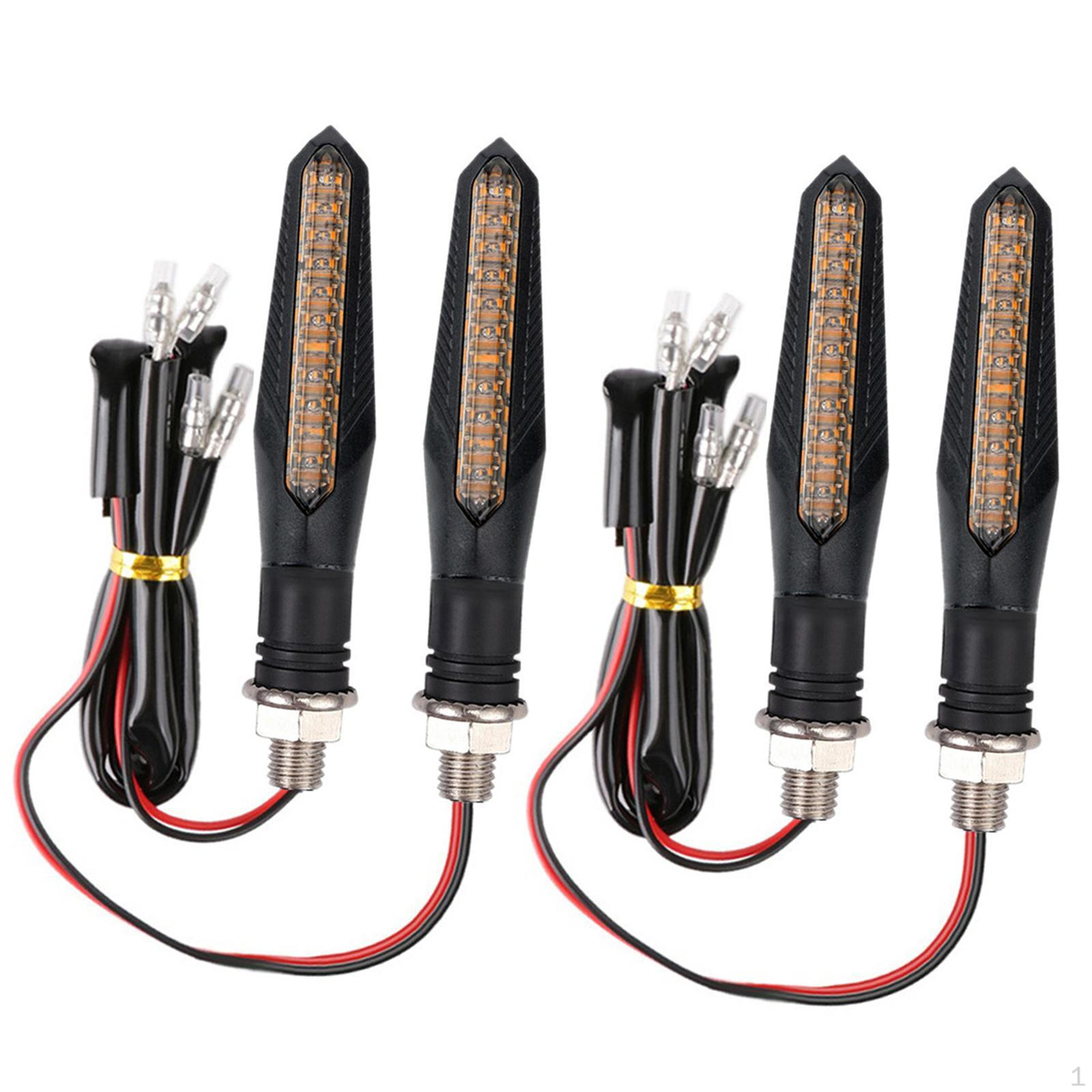 4 Pieces Motorcycle Blinker Indicator Lamp LED Professional Front Rear Lights Universal Steady Yellow Light