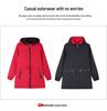 Women's Double-Sided Mid-Length Hooded Trench Coat with Detachable Elastic Waist and Zipper Pockets for Spring and Autumn