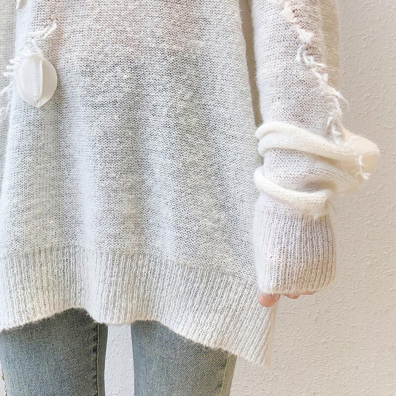 MOKANA Měkký úpletový dámský svetr s dlouhým rukávem MKNJD3925