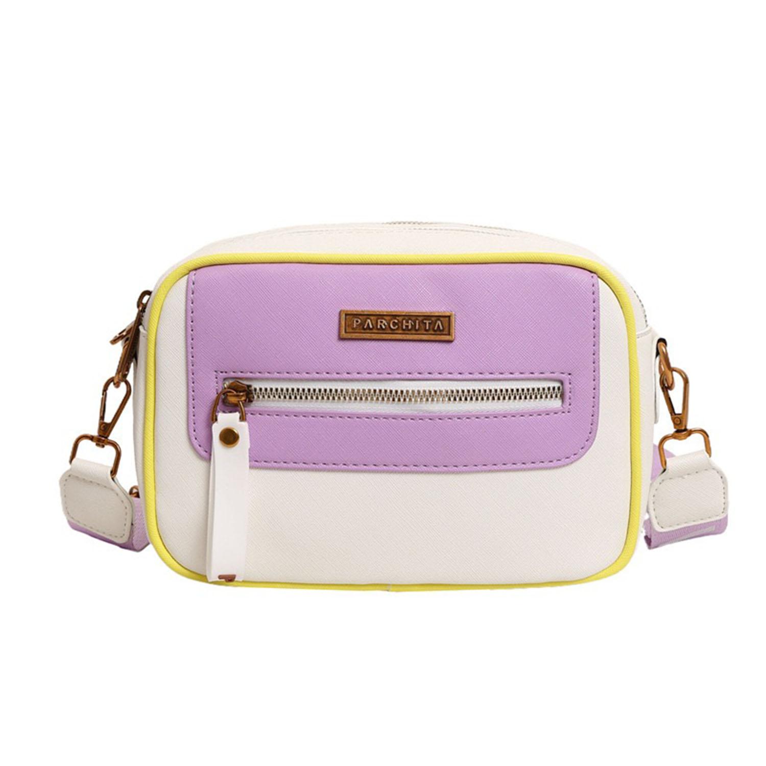 

Women s minimalist commuting fashionable small square bag design with contrasting color crossbody bag фіолетовий/білий