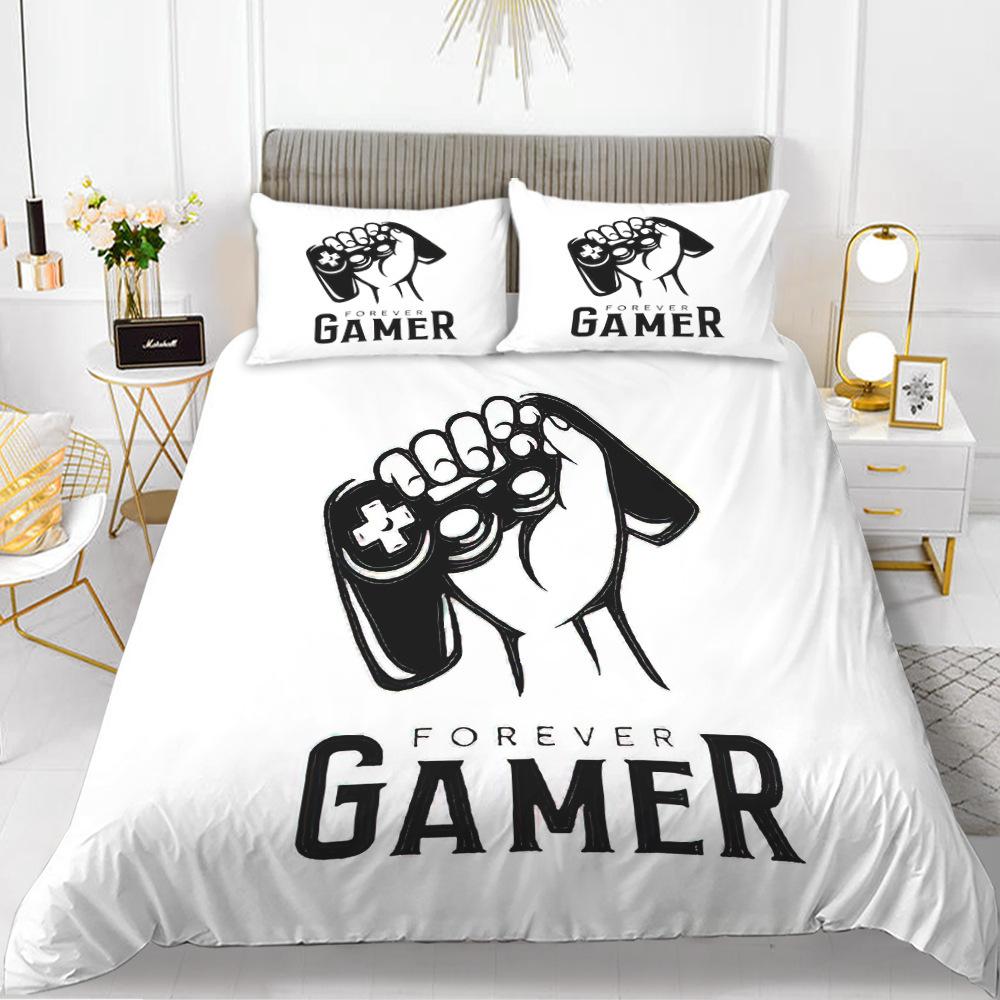 Zestaw Poszwy na Kołdrę z Guzikami Poliestrowa Poszwa na Kołdrę z Poszewkami na Poduszki Dla Dzieci Miłośników Gier Zestaw Pościeli Rozmiar King Queen