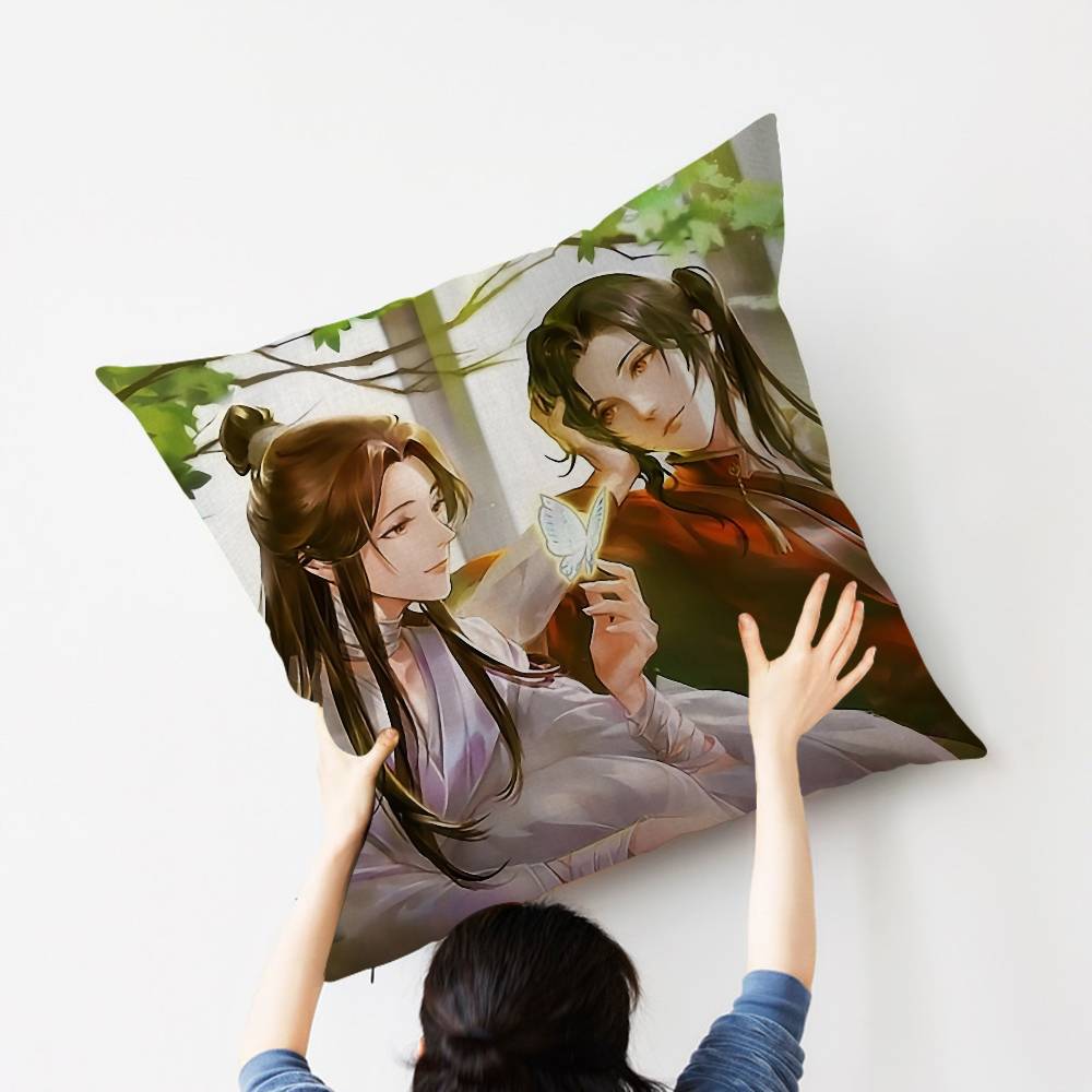 1pc Heavenly Officials Blessing Animation Cushion Cover Car Throw Pillow Case For Sofa Car Christmas Gift 40x40cm 45x45cm