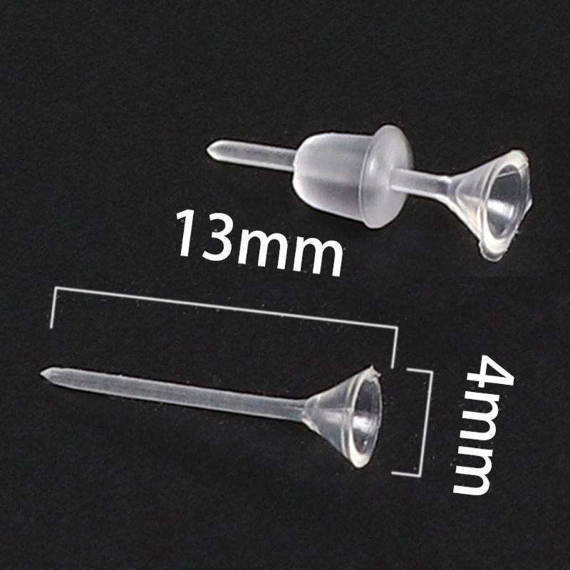 100 Sets Plastic Earring Posts & Backs for Sensitive Ear Invisible Sport Earring