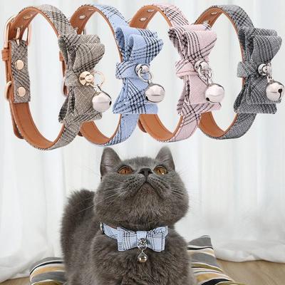 Verstellbares Katzenhalsband Niedliche Schleife Haustierhalskette Mit Glöckchen Für Kleine Mittlere Hunde Katzen Atmungsaktiv Würgeverhinderung Haustierhalsband