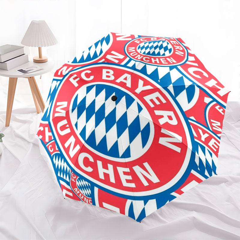 Muster des FC Bayern München, automatischer Regenschirm, tragbares und faltbares Design, 8 Schirmstäbe, ein Weihnachts- oder Geburtstagsgeschenk.