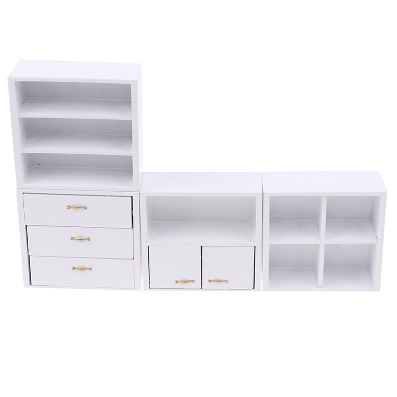 1/12 Dollhouse Miniature Furniture Living Room Cabinet Featuring 4 Section White Plus Wood Colours Available great for daily use