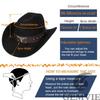 GEMVIE Western Hat with Belt Wide Slimming Ten Gallon Western Actress Hat Black Men's Accessory, Brim, Cowboy/Cowgirl Style, Unisex, Face, Hat, Hat,