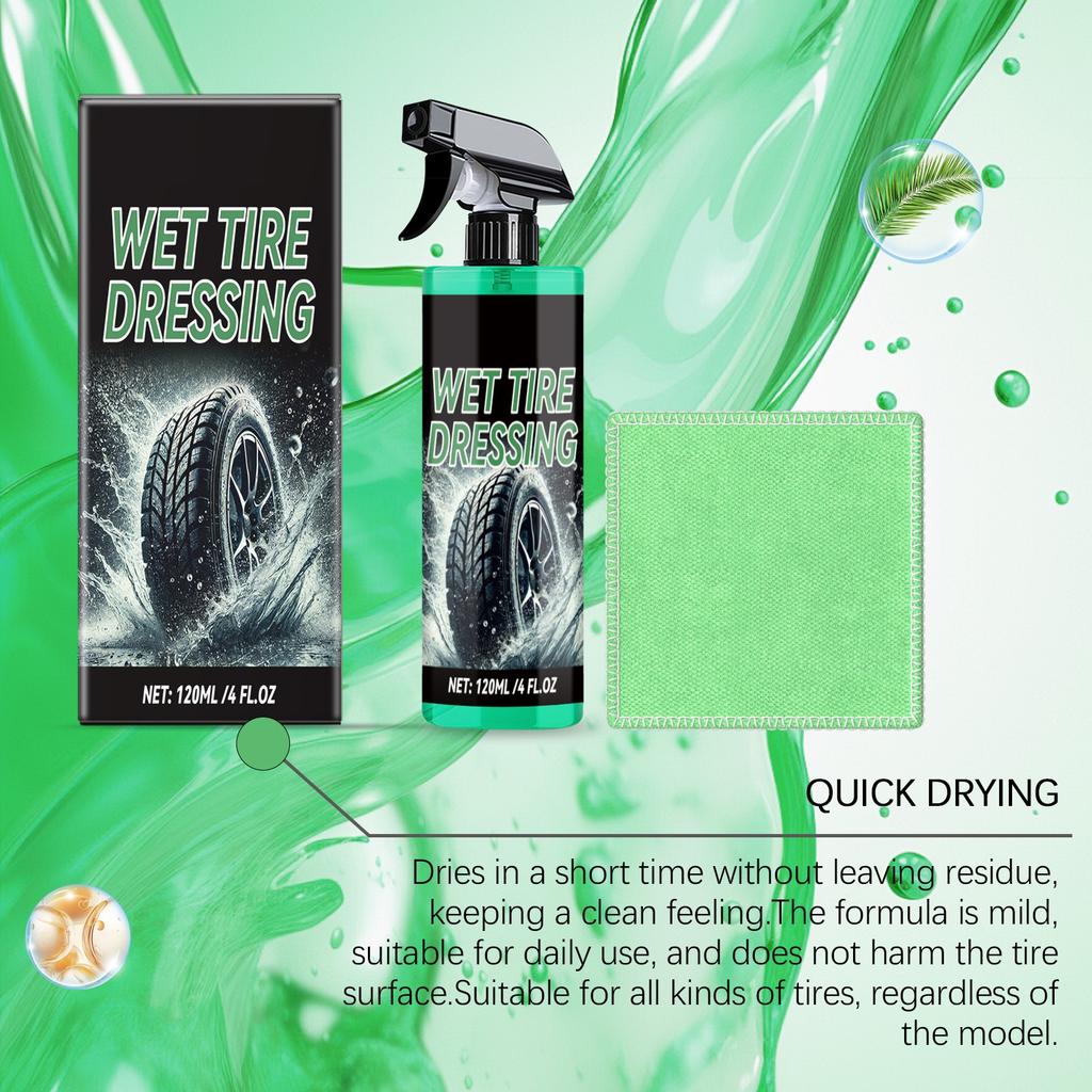 Car Tire Gloss Spray Car Tire Decontamination Polishing Maintenance Brightening Liquid Coating Agent 120ml