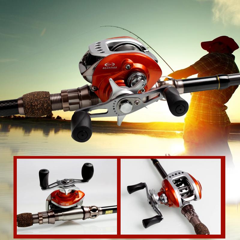 Casting Fishing Rod and Reel Carbon 1.8M-2.7M Telescopic Fishing Rod with 11BB Baitcasting Reel Kits