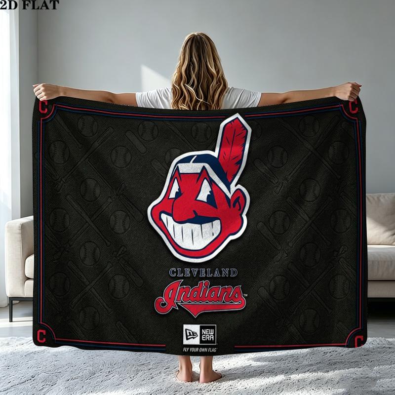 Cleveland Indians Print Flannel Blanket High Quality Warm Comfortable Cover for All Seasons Perfect for Gifts Home Decor
