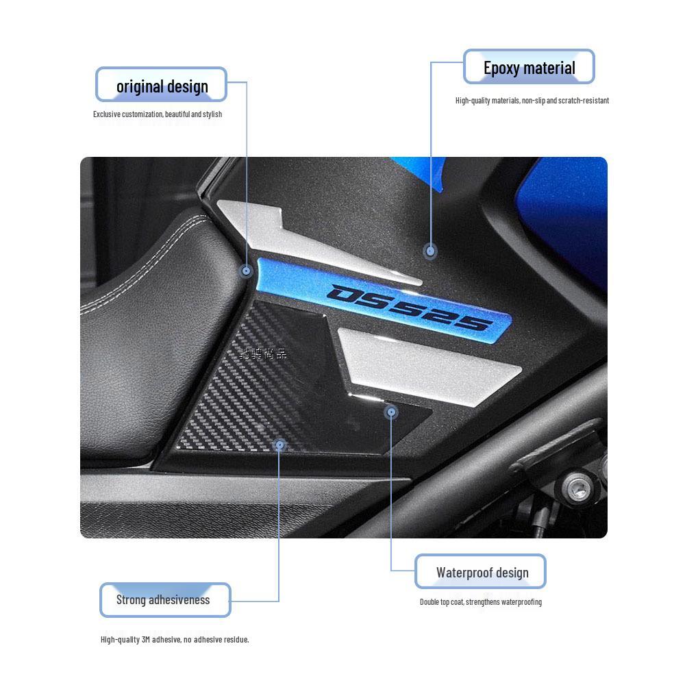 WuJi 525DSX 2024 Motorcycle Epoxy Sticker Set: Waterproof, Scratch-Resistant, 3D Fuel Tank Decals