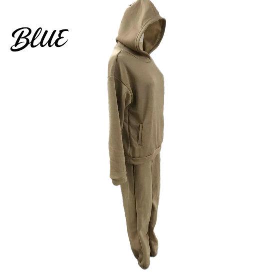 Hooded Top Trousers Solid Color Tracksuit Suit Winter Fall Set Women Hoodie Pants Loose Soft