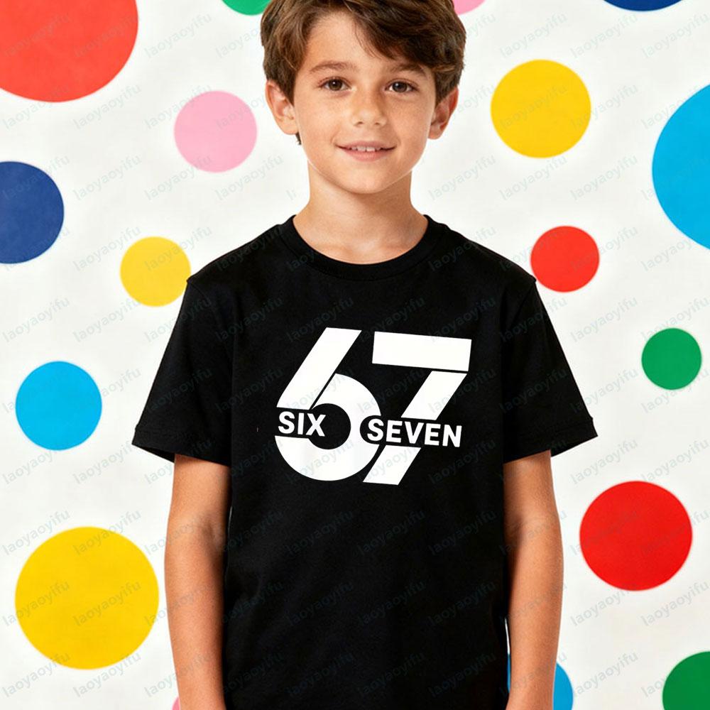 67 Meme Kids TShirt Latest Trendy Style Creative Design Six Seven Number Printed Tshirt Boys Christmas Holiday Tee Xmas Tops