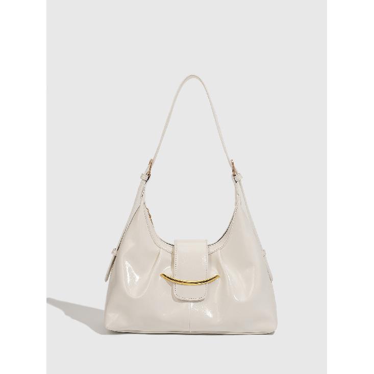 

Autumn Winter High-End Retro Large Capacity Shoulder Bag for Women, Niche Design Fashion Oil Wax Leather Underarm Tote Bag белый