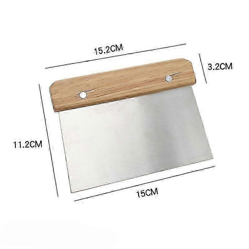 Stainless Steel Noodle Cutter and Dough Scraper Baking Tool with Wooden Handle