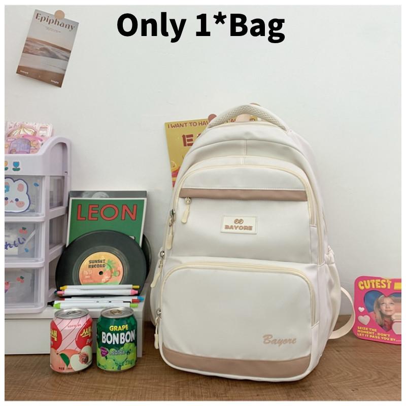 

Pattern Bayore Letter Backpack Multi Compartment Ergonomic Casual Schoolbag White