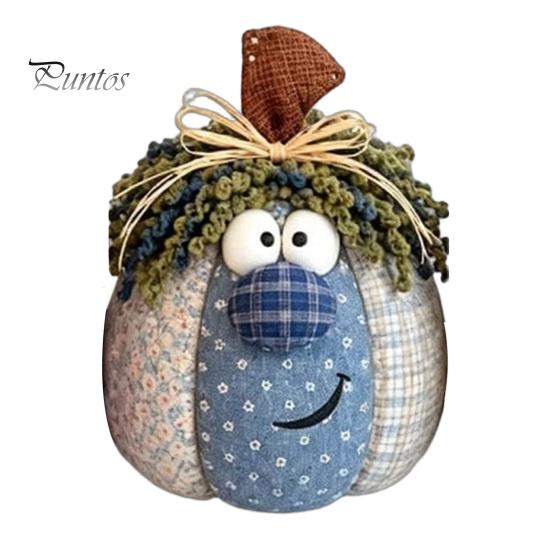 Soft Stuffed Pumpkins for Kids Room Whimsical Patchwork Pumpkin, Pumpkin Table Decor, Cute Smiling Face Retro Decorations Halloween Cloth Tabletop
