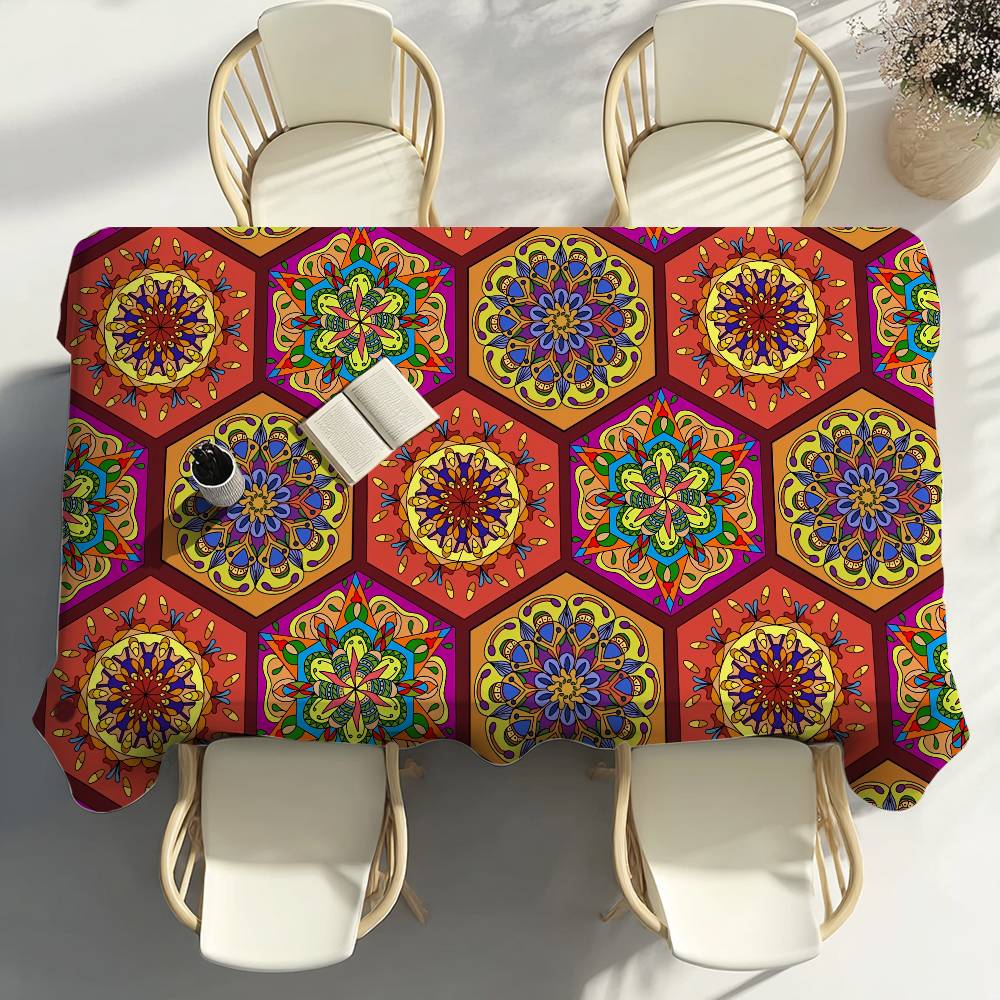 Authentic Boho Table Cloth Party Decor Dining Room Home Kitchen Patios Waterproof Stain-Proof Table Cloth