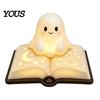 Lâmpada de Mesa Figurine Fantasma Livro Mágico Luz Noturna, Resina de Mesa Brilho Quente com Lua Luz Fofa Estrela em Relevo, Mesinha de Cabeceira para Dormir para Crianças