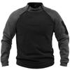 Men's Fleece Stand Collar Loose Fit Quarter Zip Pullover Sweatshirt, Solid Color Tactical Outdoor Warm Tops