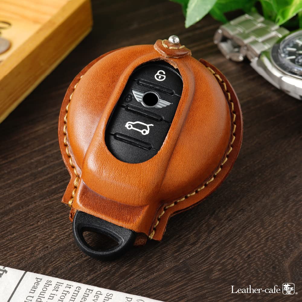 Mini Mini Crossover Clubman F54 F55 F56 F57 F60 Cooper Convertible One Countryman Smart Key Case Genuine Leather [Kakuchaya] (Mini-A) (Red)