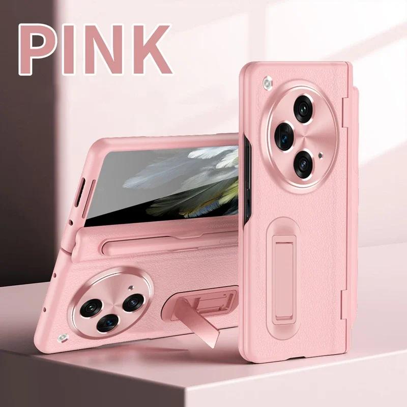 

For OPPO Find N3 Case Premium Leather Hinge Kickstand+Screen Protector Stylus Pen Folding Lens Protection Cover For OnePlus Open For OPPO Find N3&Case & Screen Protector