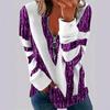 2025 Women's Plus Size 3D Stripe Polo Collar Half-Zip Top - Casual & Comfortable Fashion